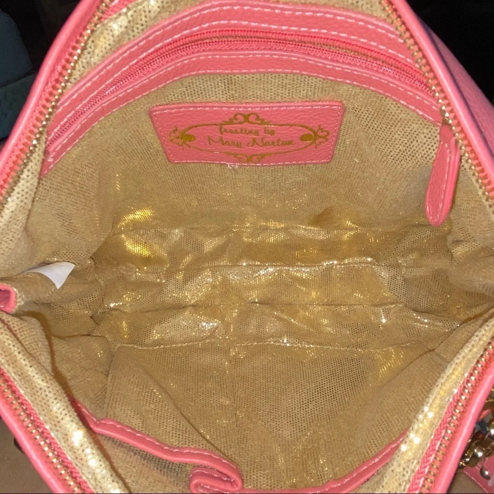 Frosting by Mary Norton Pink baguette, with tassels and Gold interior
